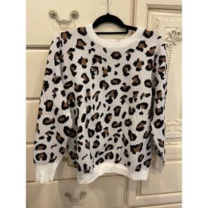 NWT Miss Sparkling Leopard Open Cross Back Sweater SZ L